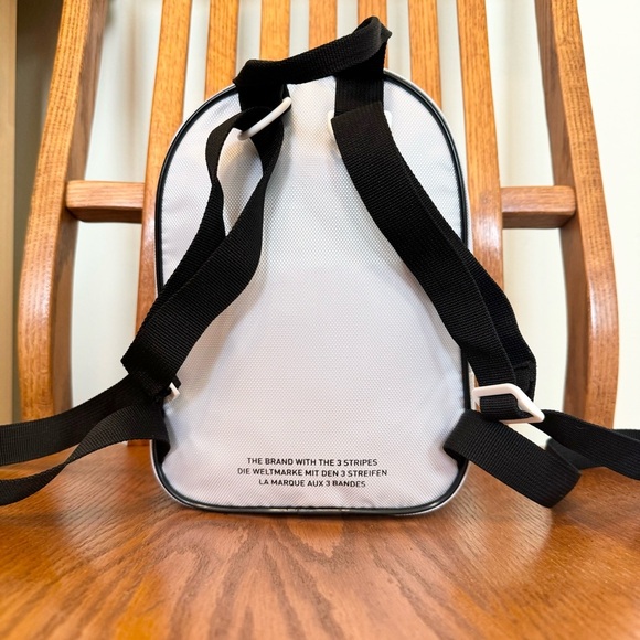 Adidas Santiago Mini Backpack White Black Adjustable Strap Handle Pockets - Picture 6 of 15